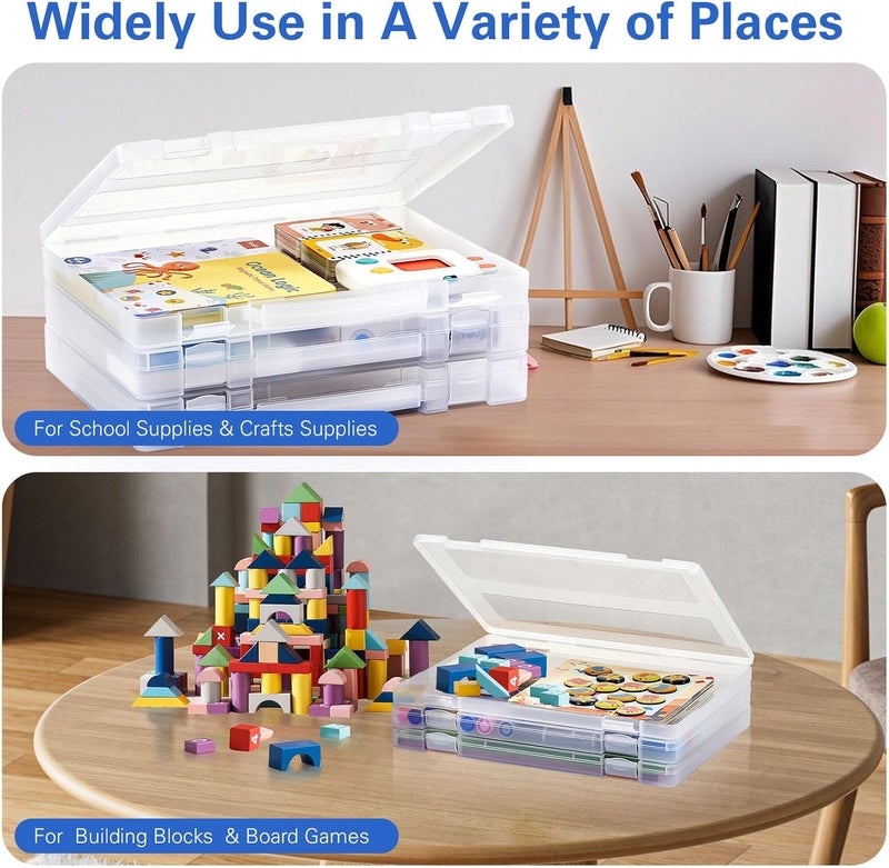 Denkee 8 Pack A4 Paper Organizer Box, Plastic Board Game Storage for Art Supplies 8.5" x 11" US Letter, Portable Scrapbook Paper Organizer Containers for Craft and Arts Storage (2 Inner Size) - Image 2